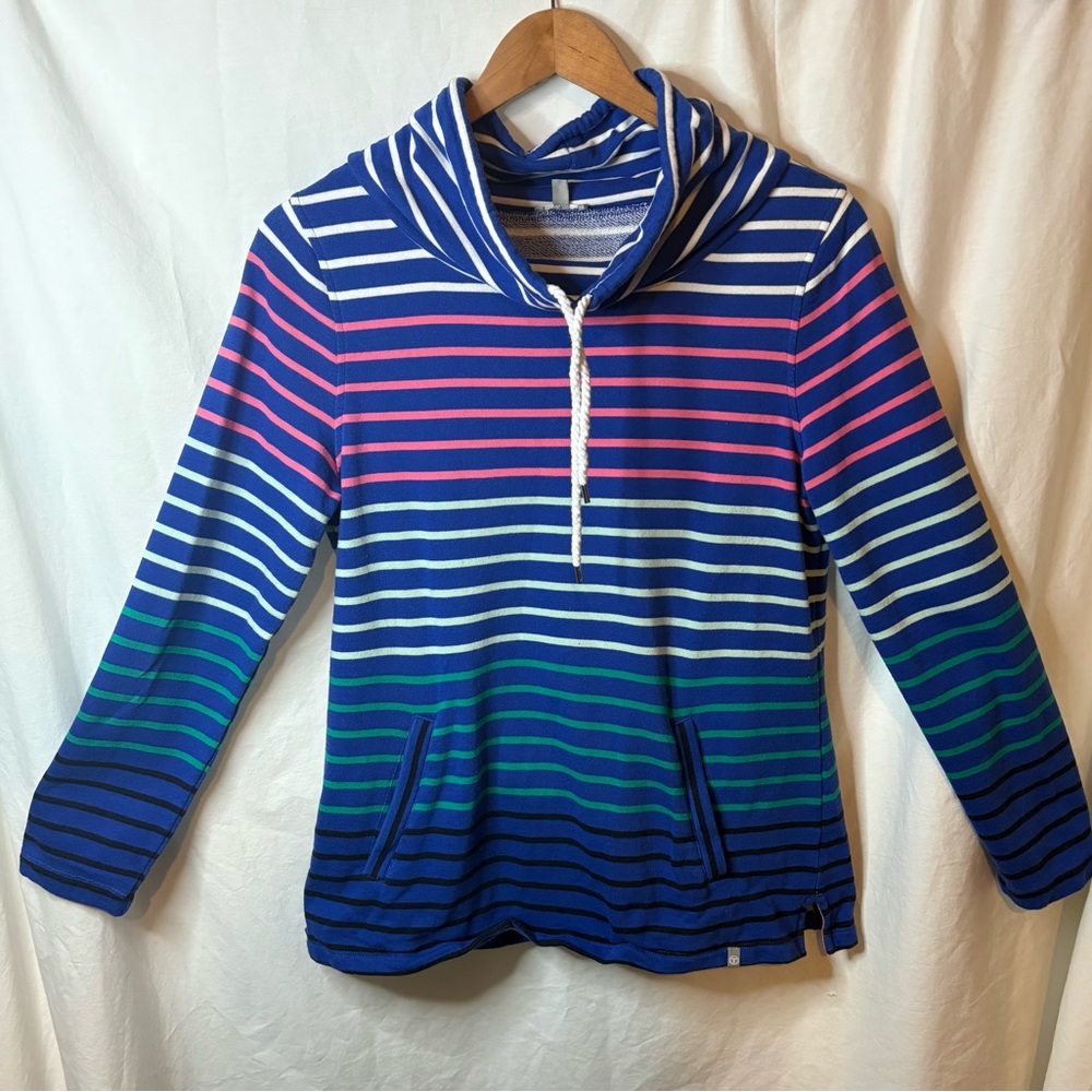 NWOT Talbots Sweatshirt Drawstring Cowl Neck Striped Long Sleeve Size M